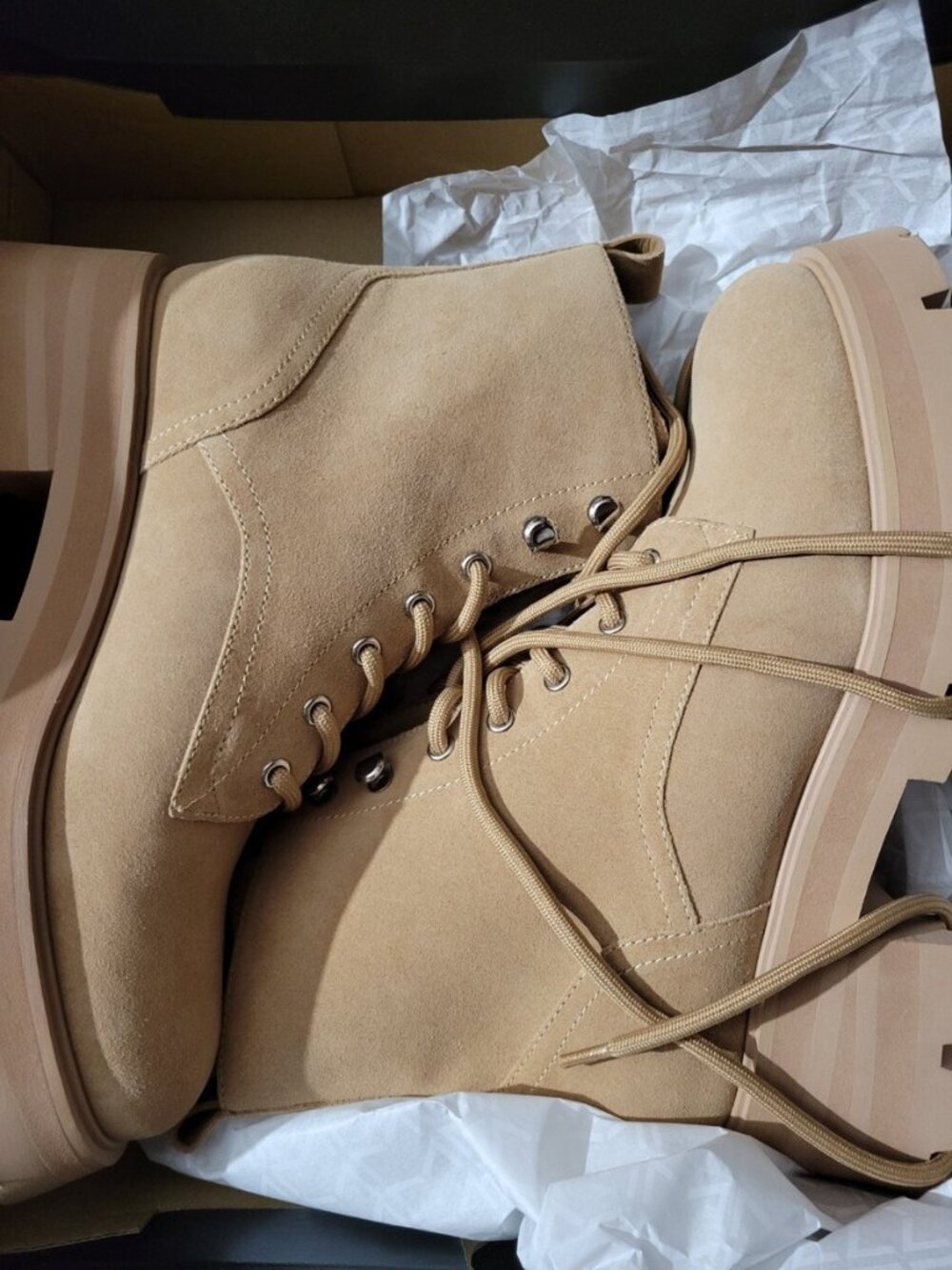NIB Marc Fisher Leather Suede Ankle Boots Light Natural 7M